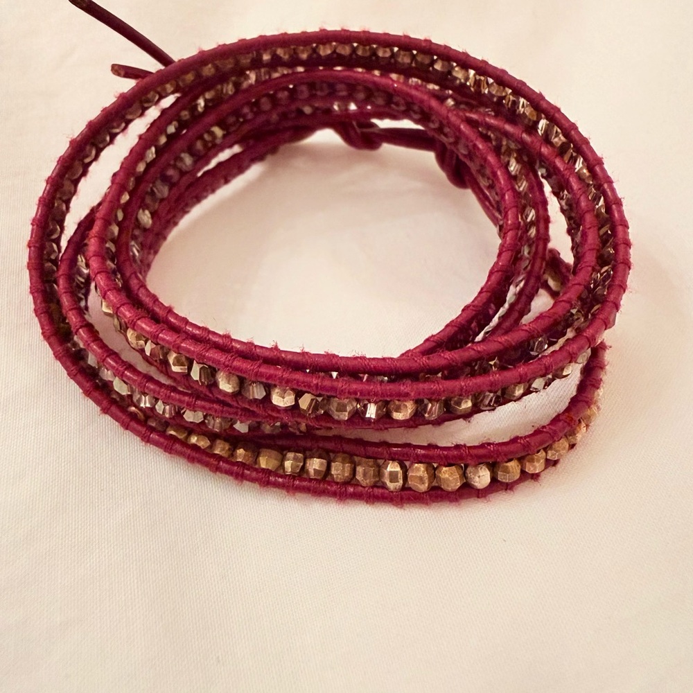 Burgundy and Gold Wrap Bracelet